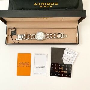 RARE Vintage AKRIBOS XXIV Women's Crystal Stainless Steel Watch